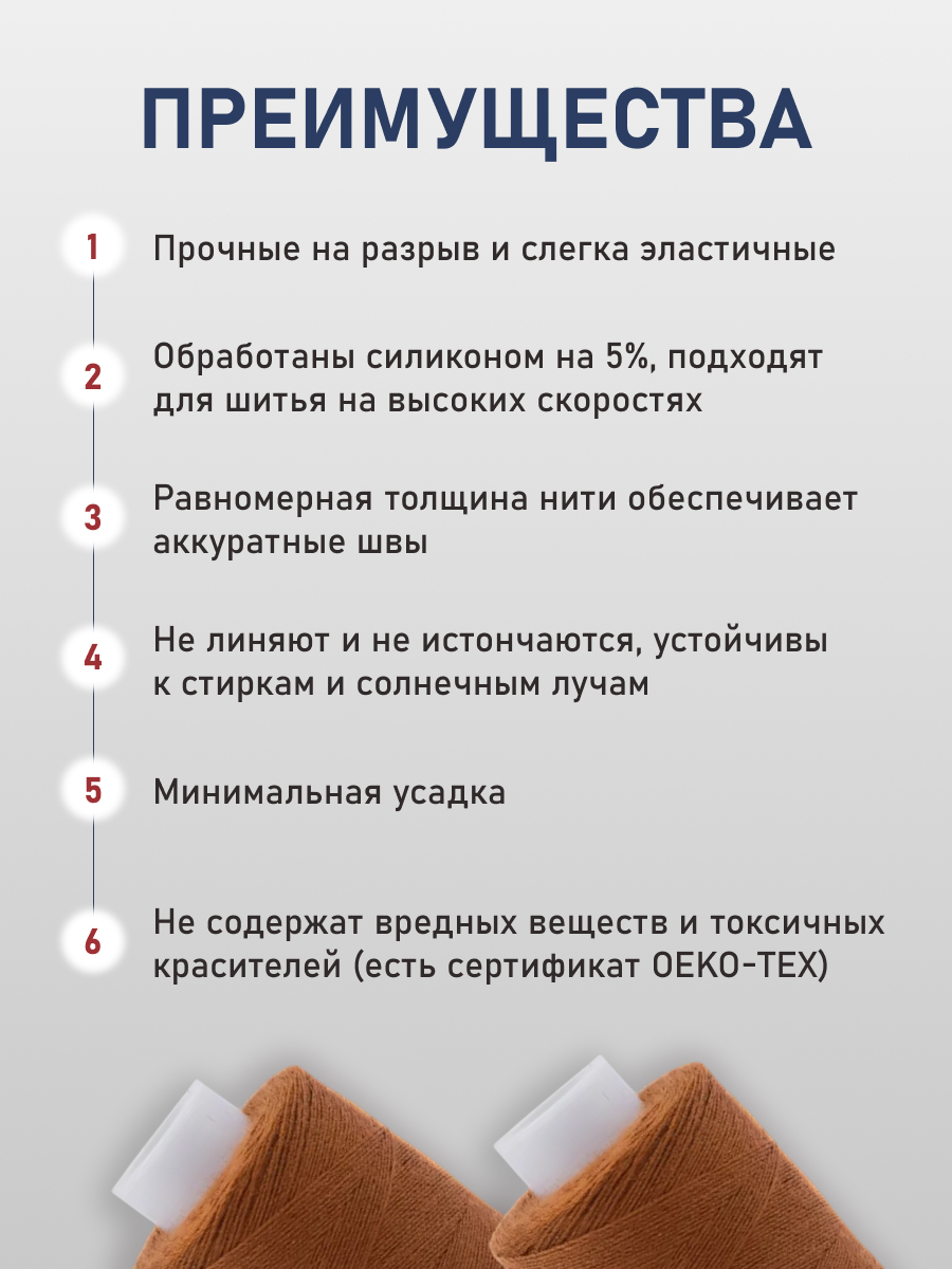 Нитки для шитья 40/2 Bestex 10шт цв 220 - фото 3