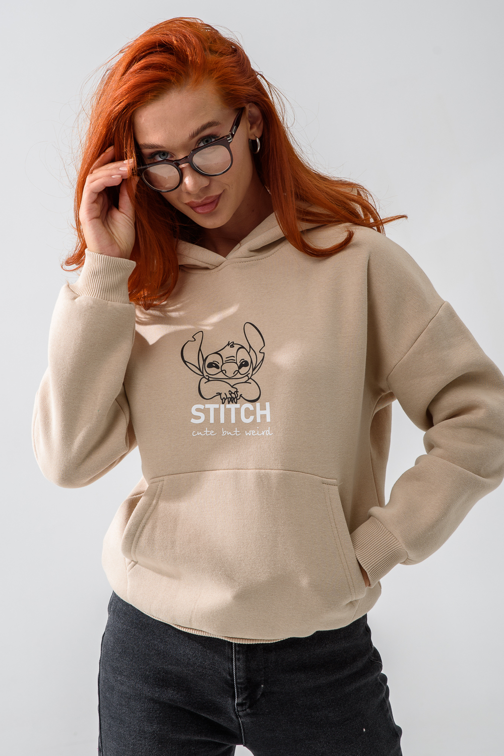 Худи Натали Суслова 8565 бежевый+лабубу - фото 5