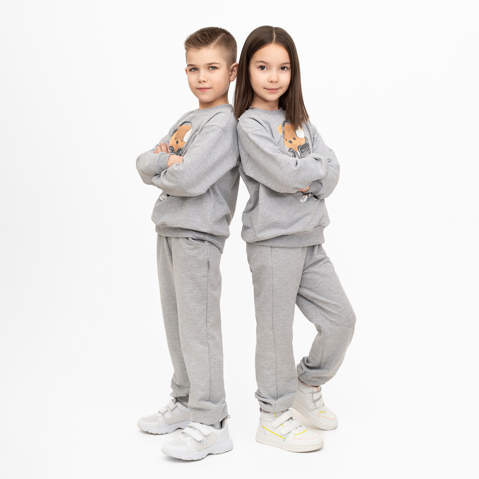 Свитшот и брюки Утенок 7045г меланж тедди наушники - фото 41