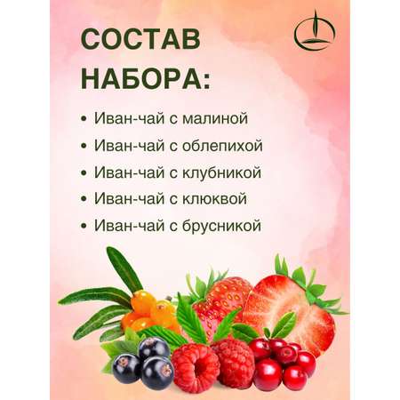 Иван-чай Емельяновская Биофабрика набор с брусникой клубникой клюквой малиной облепихой 5 шт по 50 гр