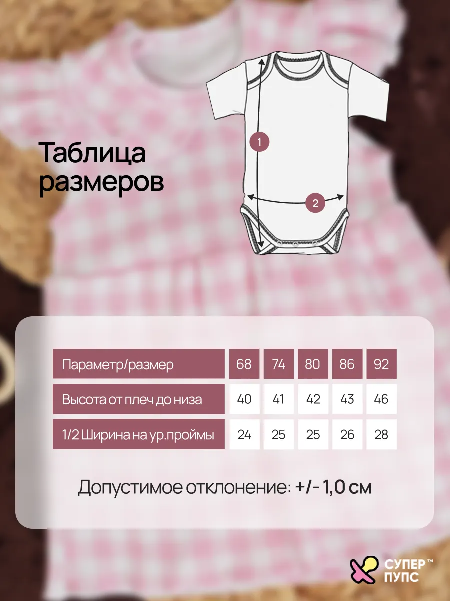 Боди-платье Супер Пупс бд/платье/2крыл/клетка/розовая - фото 11