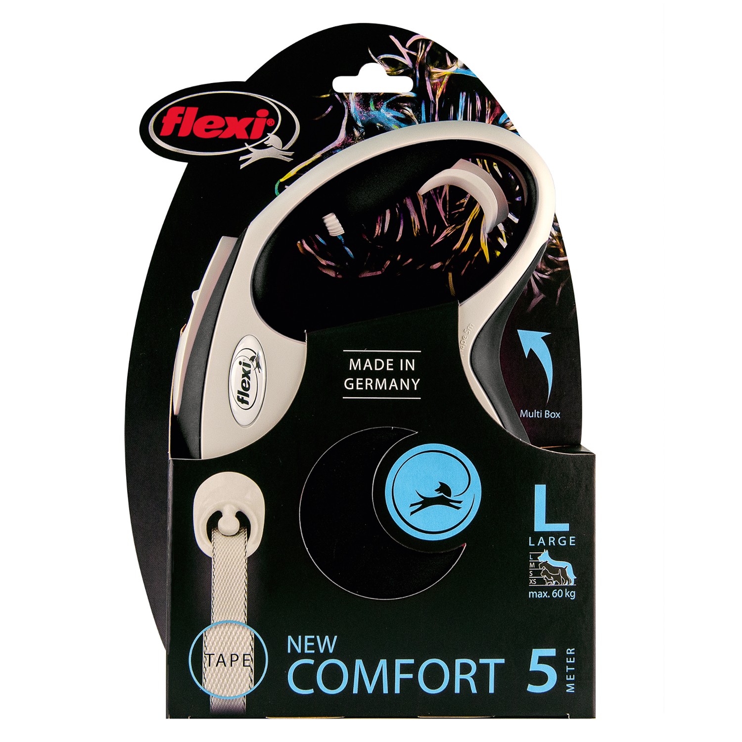 Рулетка для собак Flexi New Line Comfort L до 60кг 5м Серый-Черный - фото 2