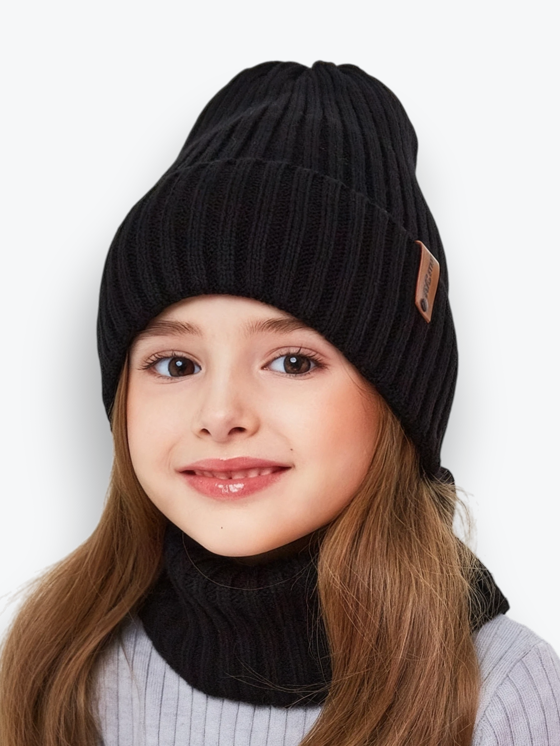 Шапка и снуд NYCkids NYC-H-104-GplainW-black - фото 1