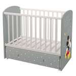 Детская кроватка Polini kids прямоугольная, поперечный маятник (серый, белый)