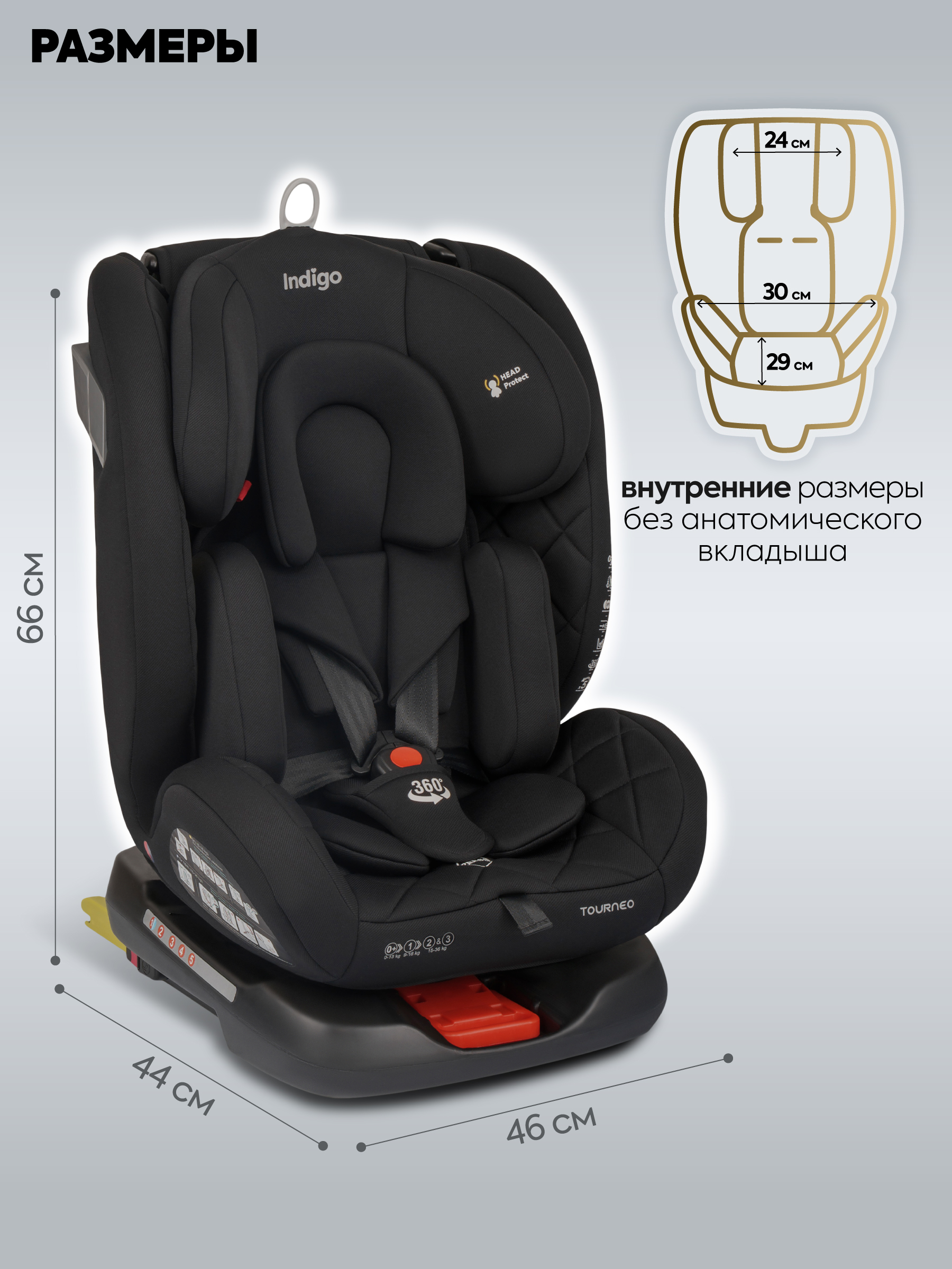 Автокресло Indigo Tourneo S Isofix 0+/1/2/3 (0-36 кг) черный - фото 3