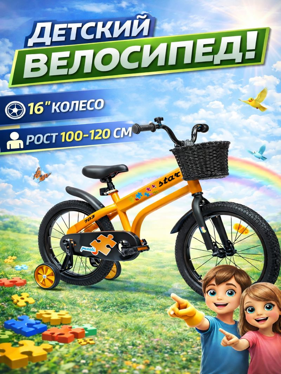 Двухколесный велосипед STAR 16 дюймов - фото 1