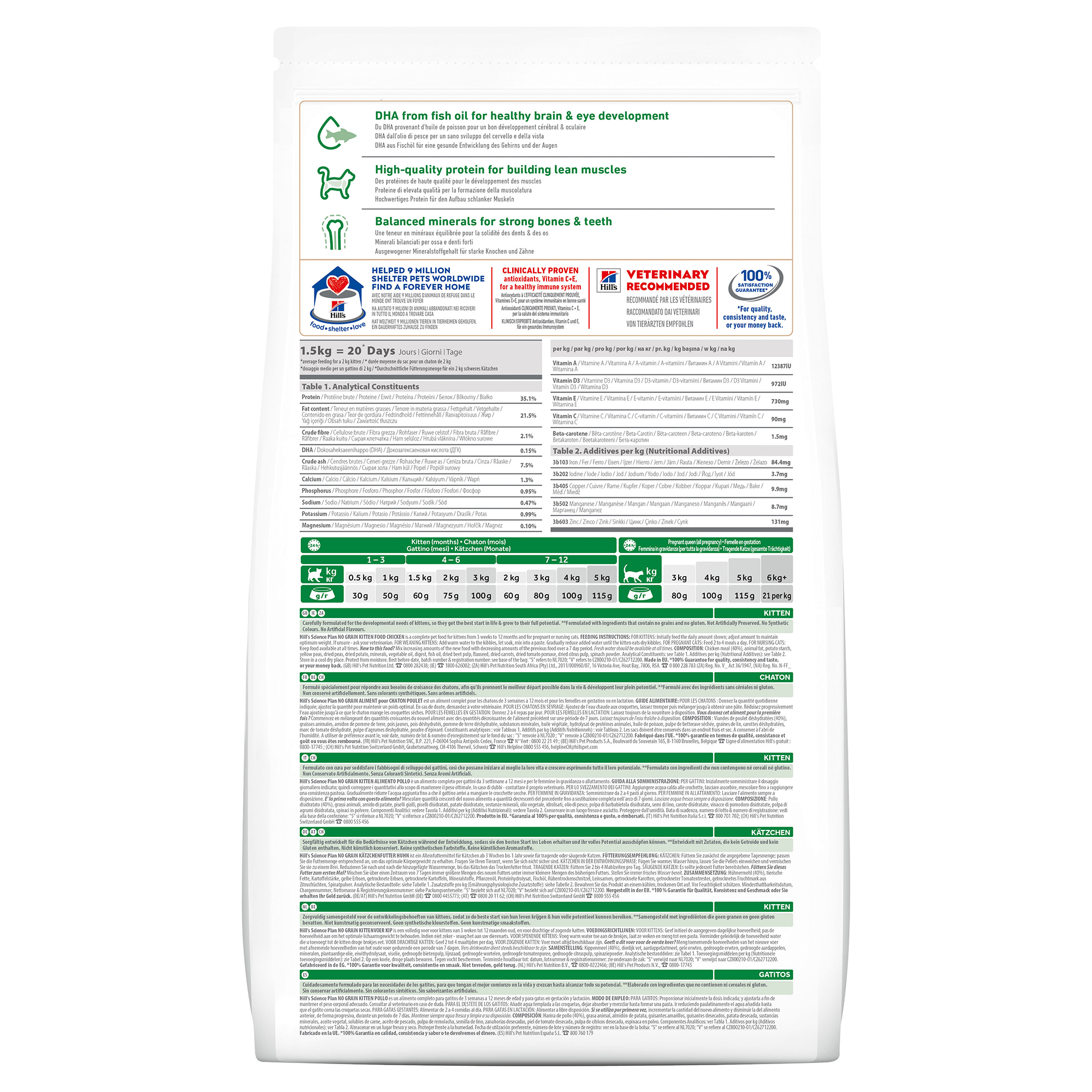 Корм для котят HILLS 1.5 кг Science Plan No Grain беззлаковый с курицей - фото 2