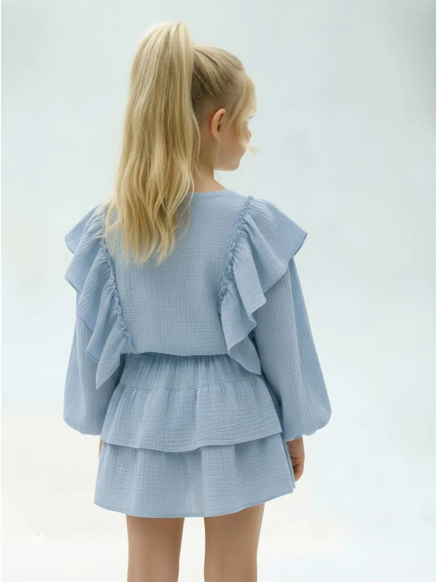 Костюм Leli dress костюм_муслин_с_юбкой_голубой - фото 4