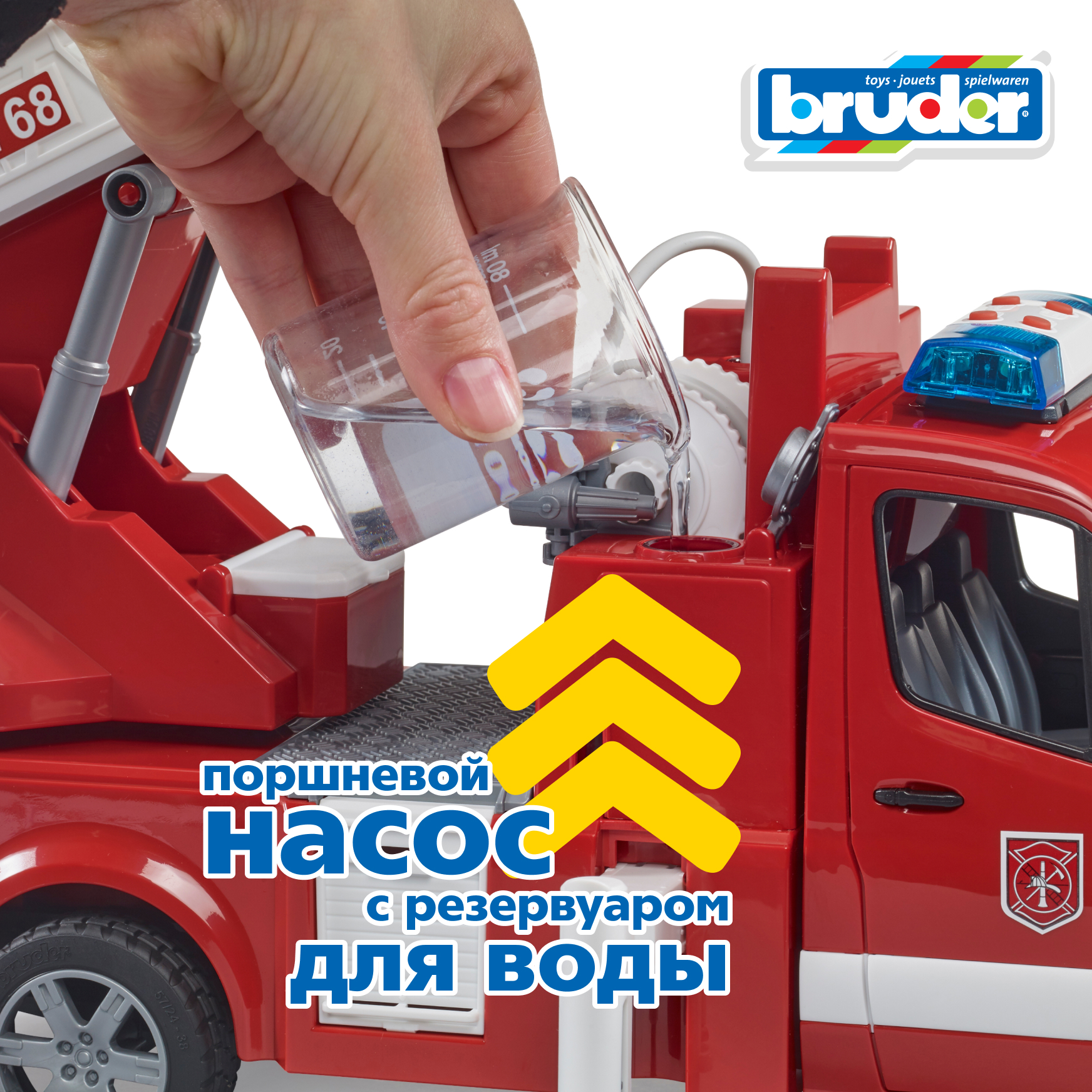 Пожарная машина Bruder Mercedes с помпой (свет,звук) 1:16 02-673 - фото 7