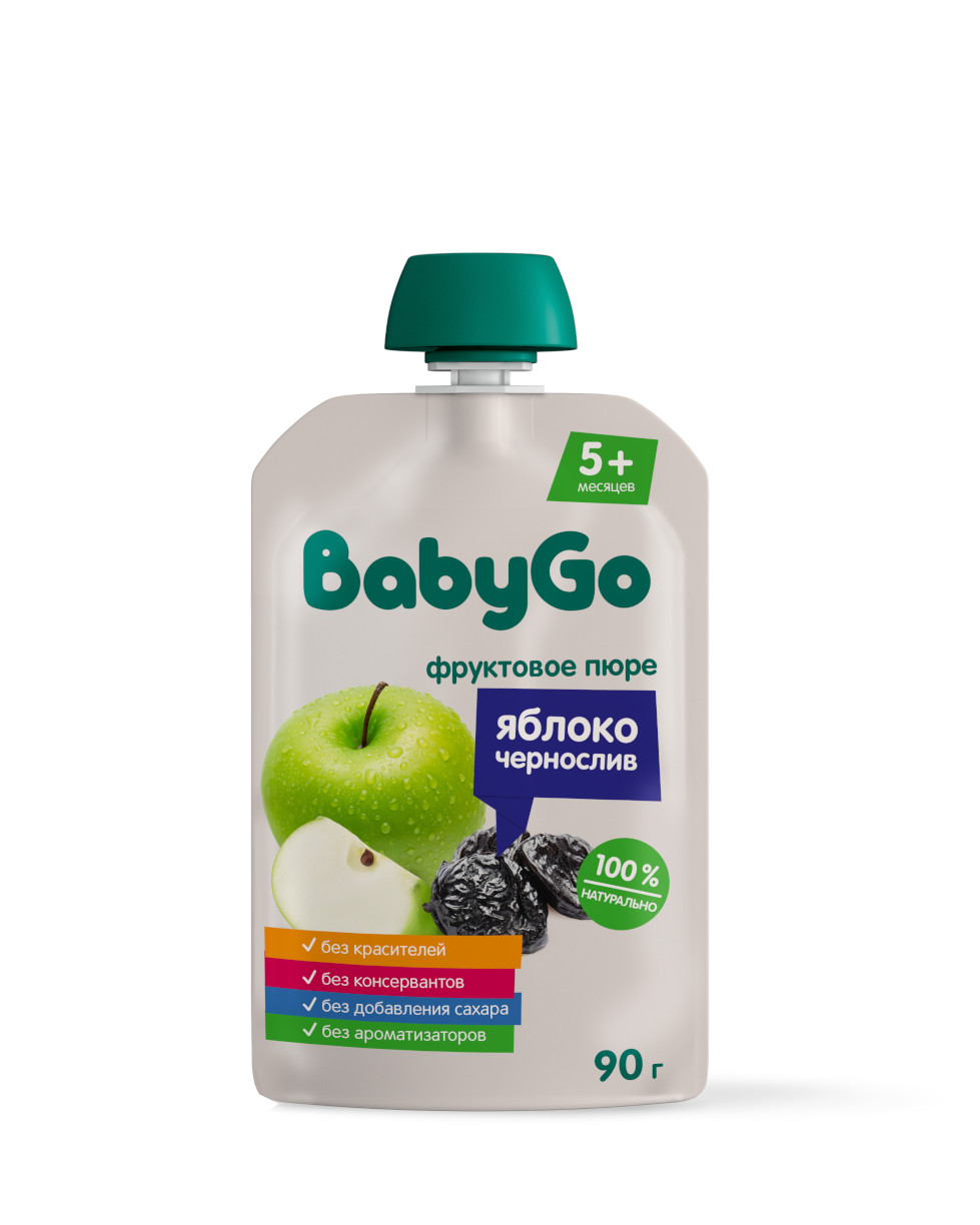 Пюре BabyGo яблоко-чернослив с 5 мес 90 г - фото 1