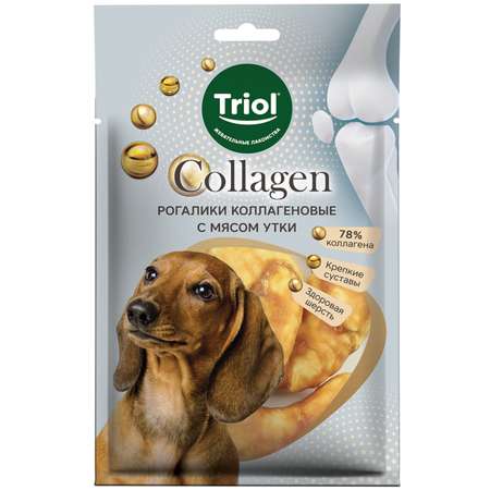 Лакомство для собак Triol Collagen 90г (3шт) Рогалики коллагеновые с мясом утки
