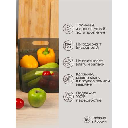 Органайзер Econova scandi 27х19х10.5 см 4.6 л черный прозрачный