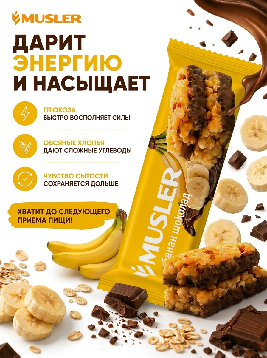 Злаковые батончики мюсли MUSLER Батончик 25 шт - фото 4