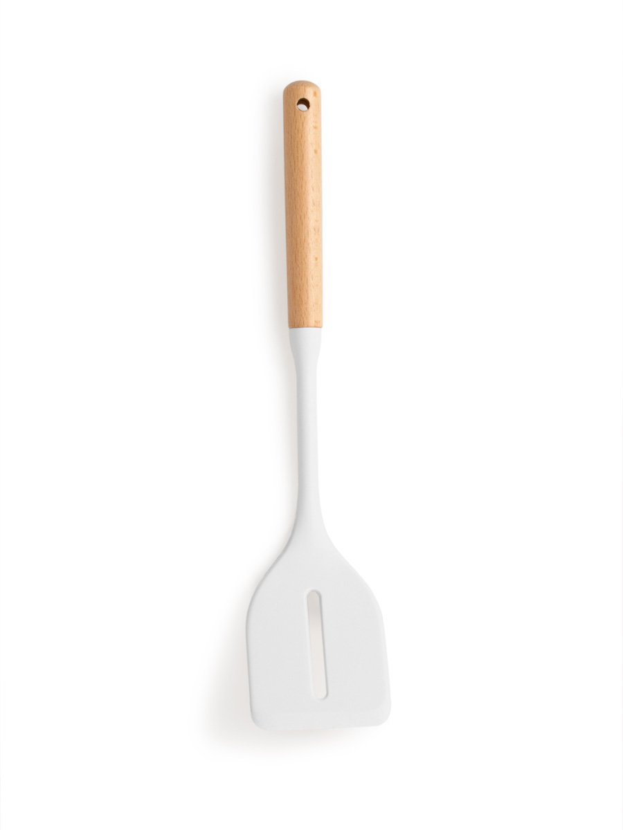 Лопатка кулинарная DeNASTIA Силвуд 33x7x4.4 см силикон бук светло-серый A000351 - фото 8