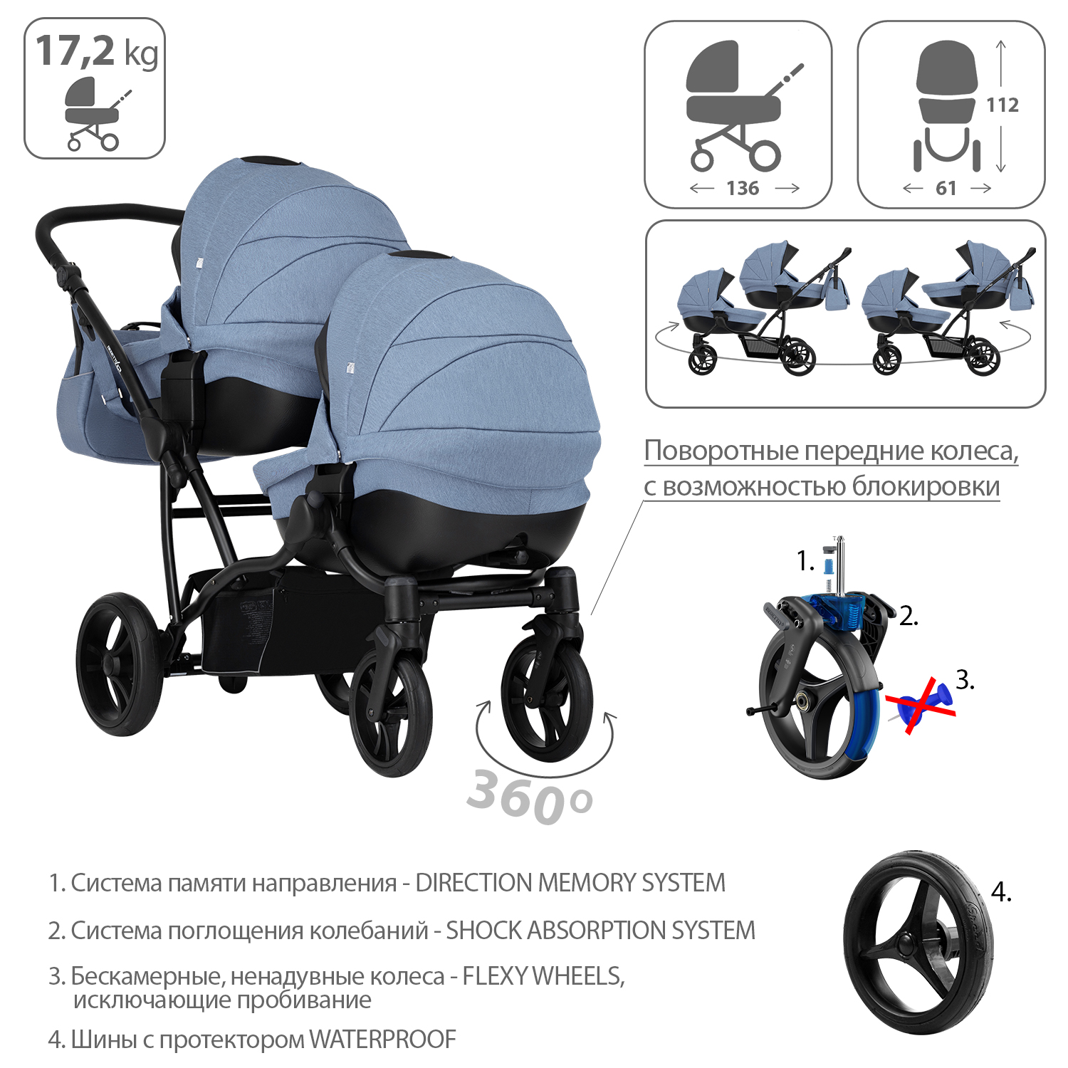 Коляска 2 в 1 Bebetto Comfort - фото 4