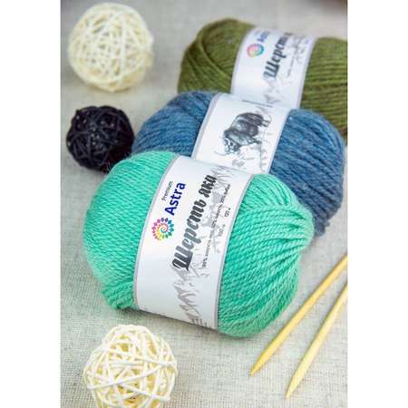 Пряжа Astra Premium Шерсть яка Yak wool теплая мягкая 100 г 120 м 02 мятный 2 мотка