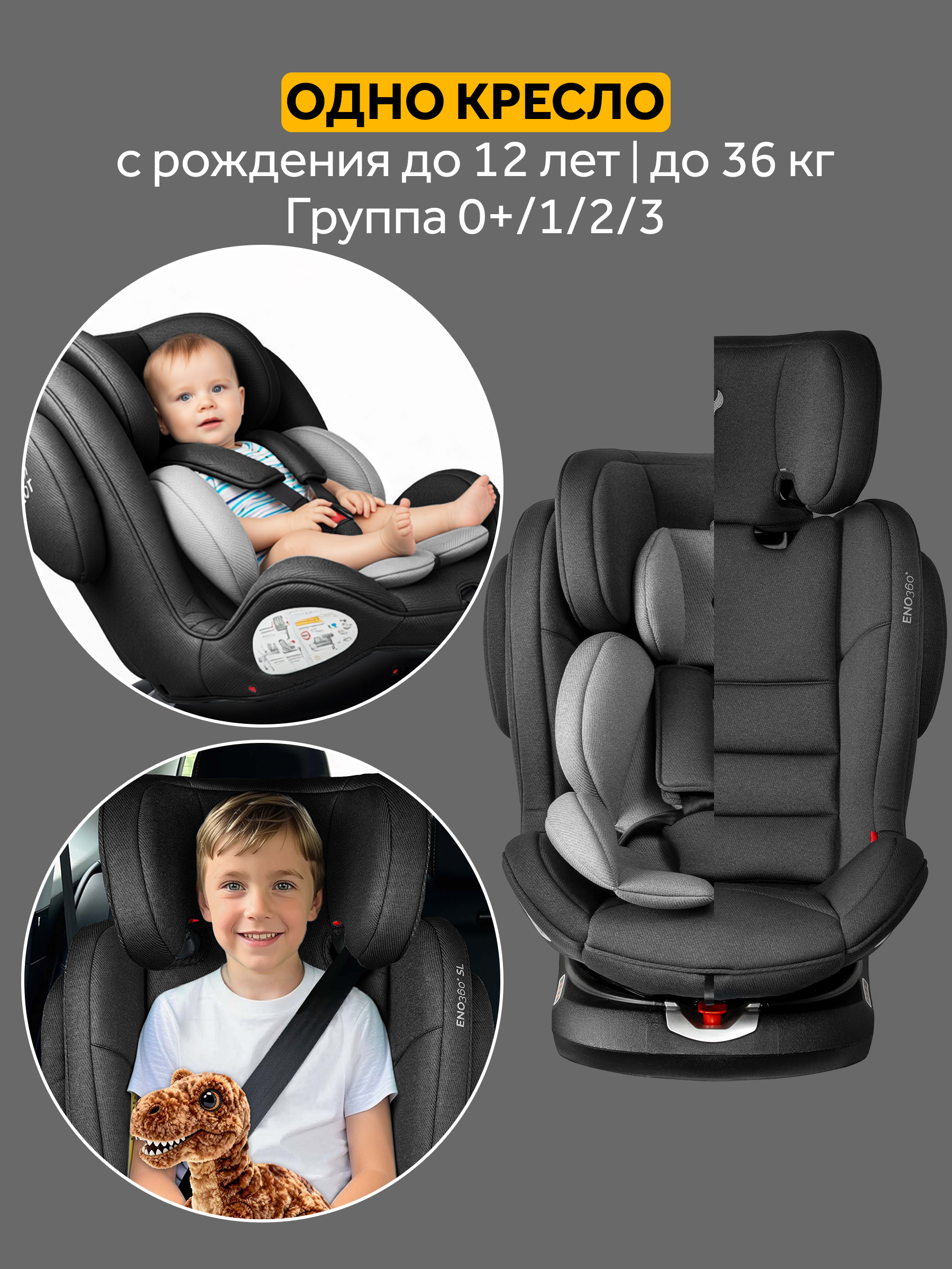 Автокресло Osann Eno 360 Universe Grey Isofix 0+/1/2/3 (0-36 кг) серый - фото 2