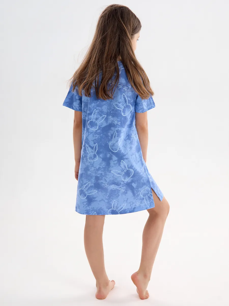 Сорочка ночная YAXX 001--Туника зайка/синий (К) - фото 6