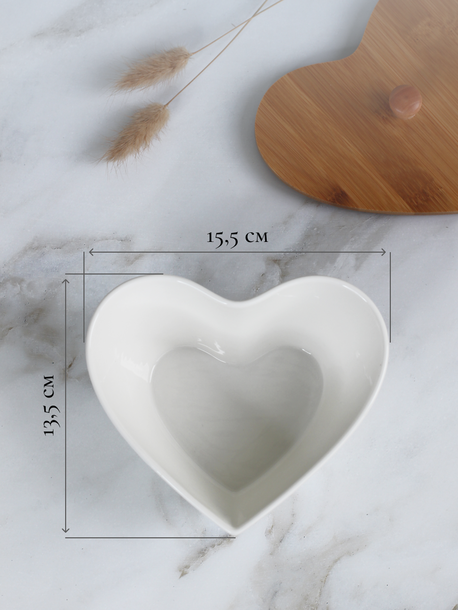 Баночка для хранения Balsford кухонная фарфоровая в форме сердца 500 мл - фото 2