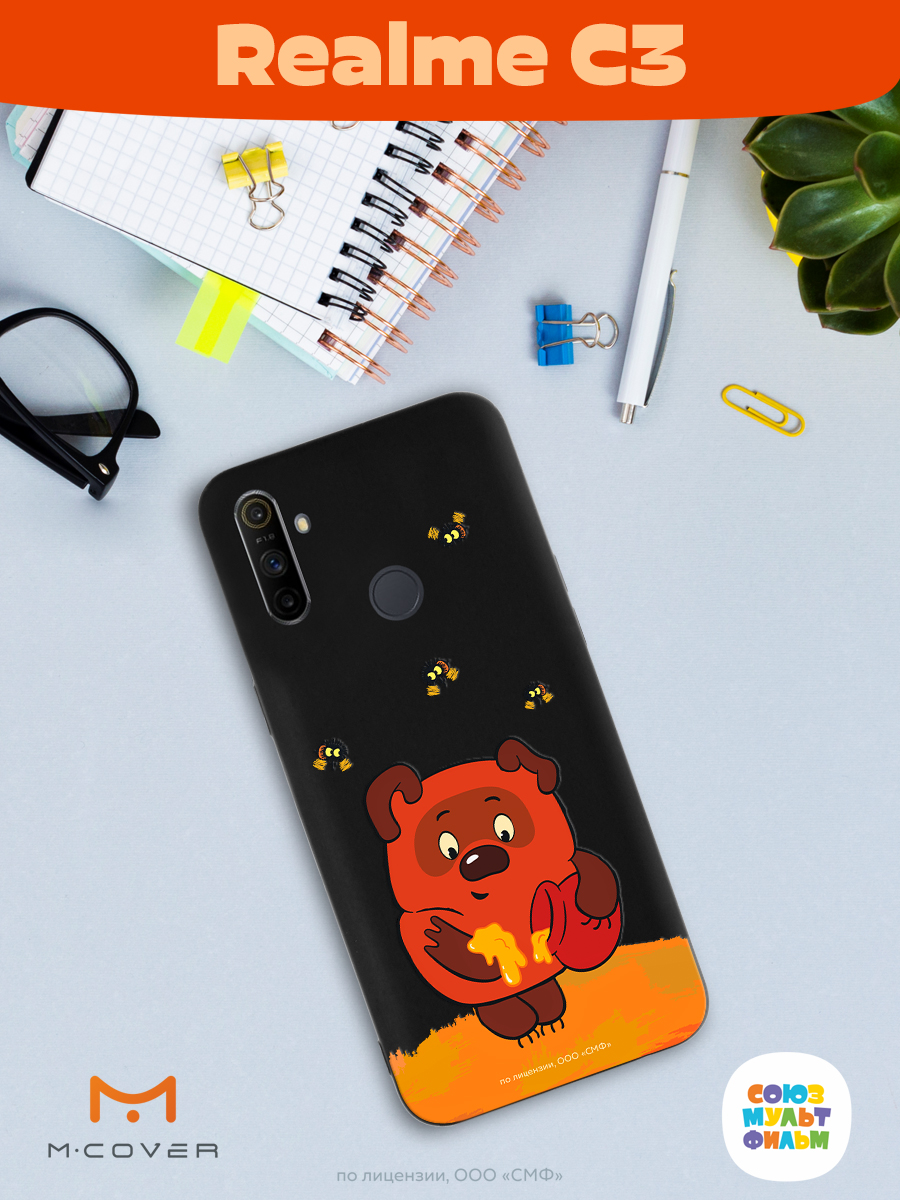 Силиконовый чехол Mcover для смартфона Realme C3 Союзмультфильм Медвежонок и мед - фото 3