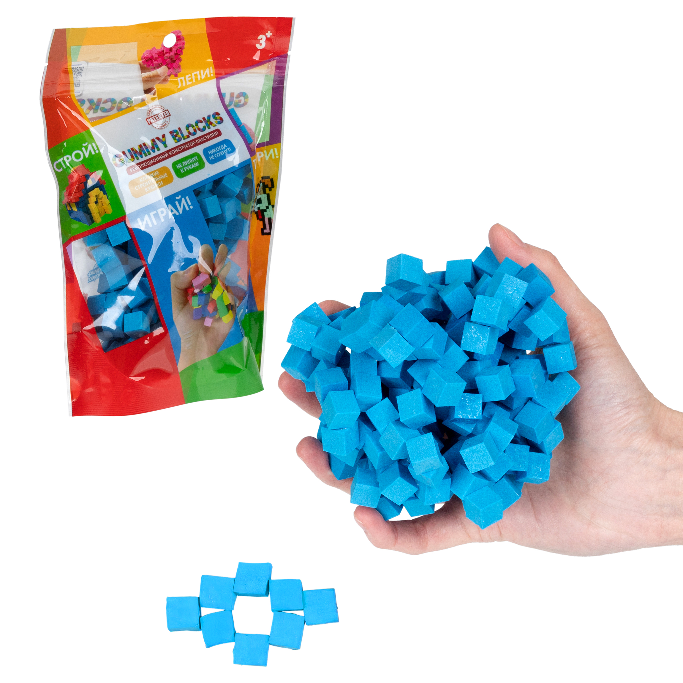 Пластилин 1TOY конструктор на липучках легкий 3 цв. - фото 10