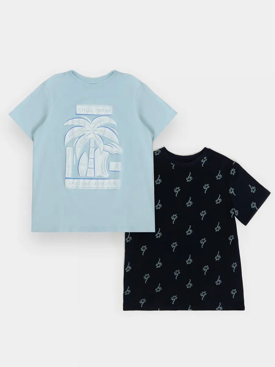 Футболка 2 шт Mark Formelle (Марк Формэль) 113379-2/голубая дымка +пальмы на т.синем - фото 8