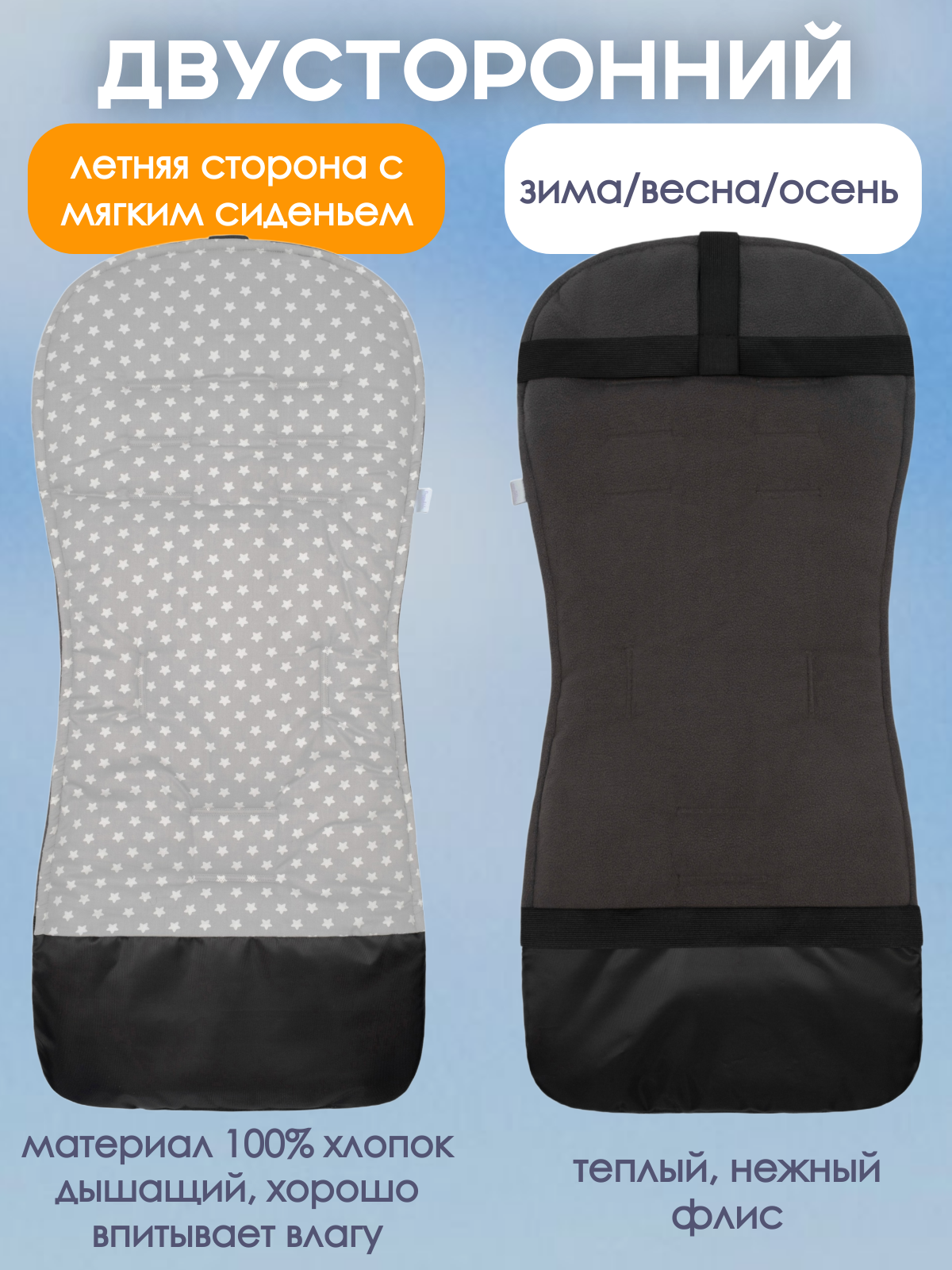 Матрас Buggykids в коляску светло-серый Звезды 2050/008 - фото 5