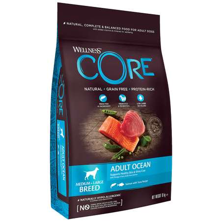 Корм для собак Wellness CORE взрослых средних и крупных лосось тунец 10кг