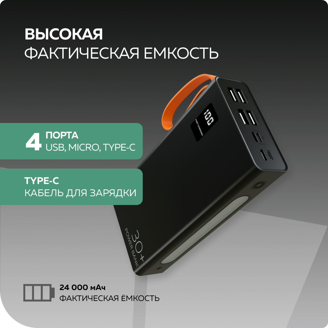 Внешний аккумулятор More Choice PB22-30 Black - фото 2