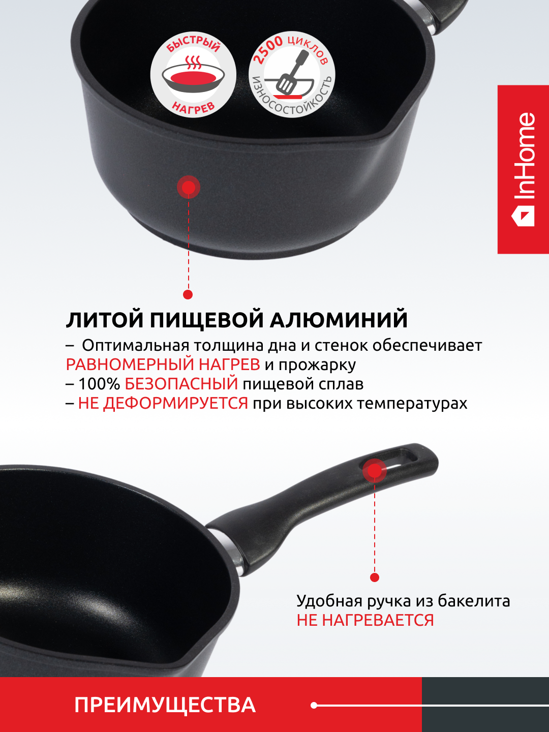 Ковш InHome индукционный покрытие с крышкой - фото 3