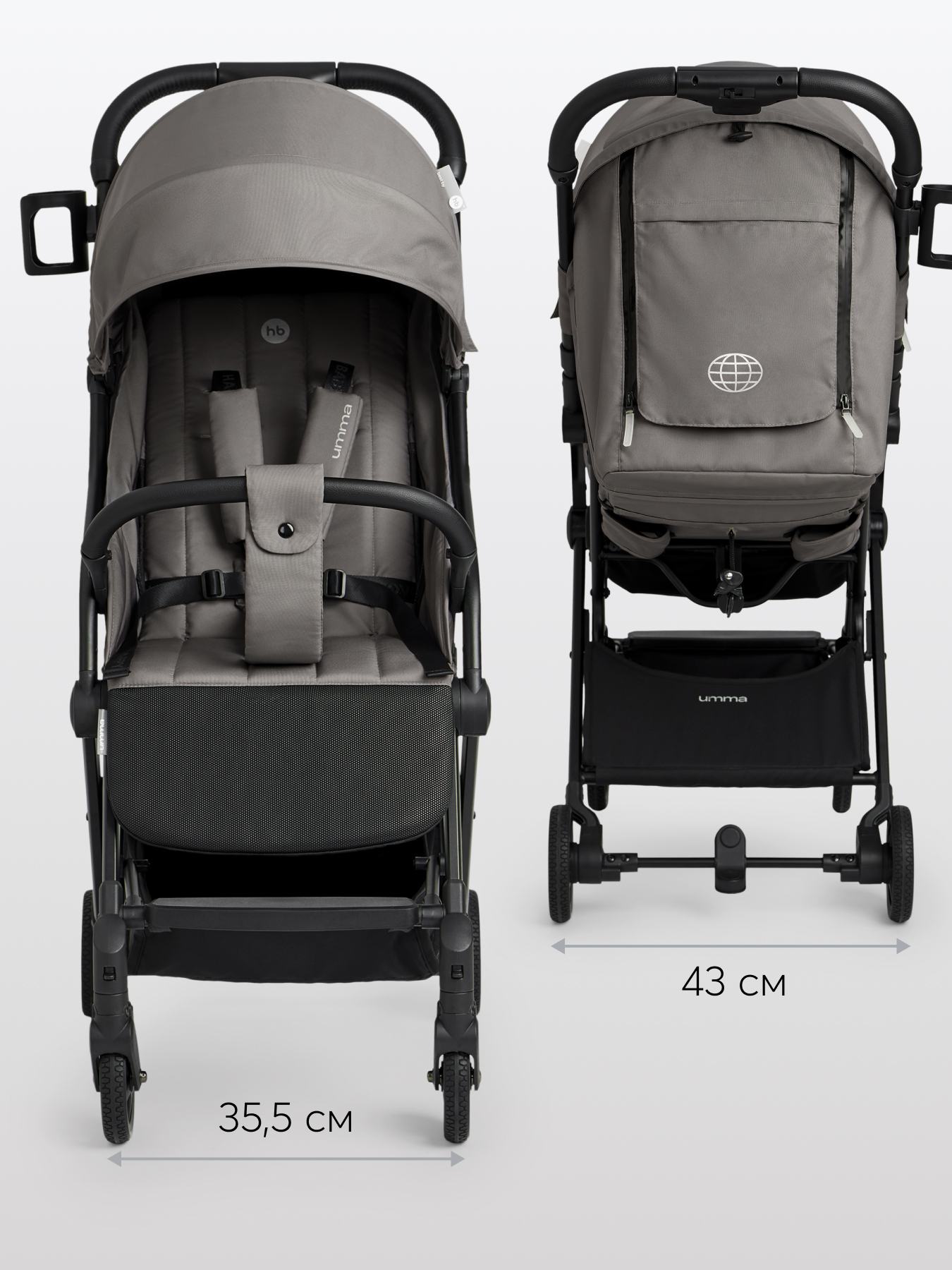 Коляска прогулочная Happy Baby Umma серый - фото 5