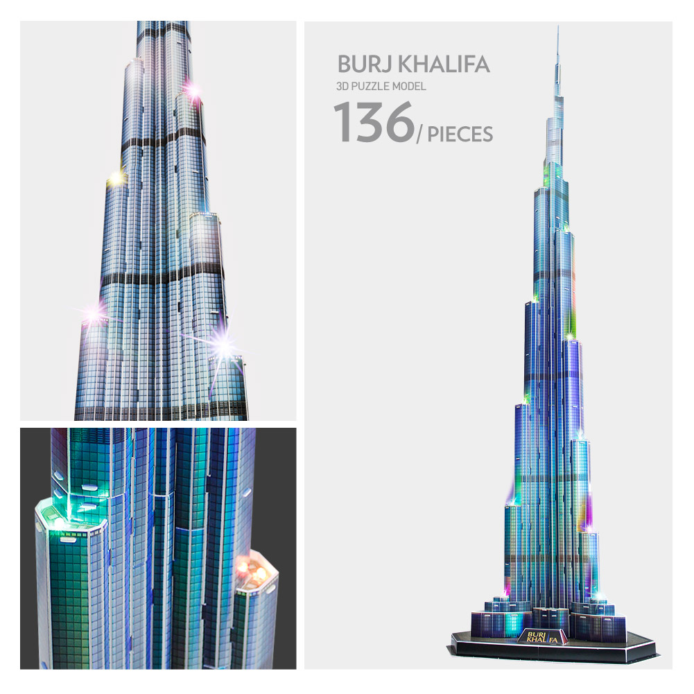 Пазл 3D CubicFun Бурдж-Халифа с LED-подсветкой - фото 11
