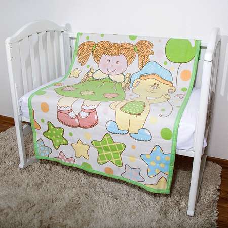 Одеяло байковое Baby Nice 100х140 Девочка с мишкой (салатовое)