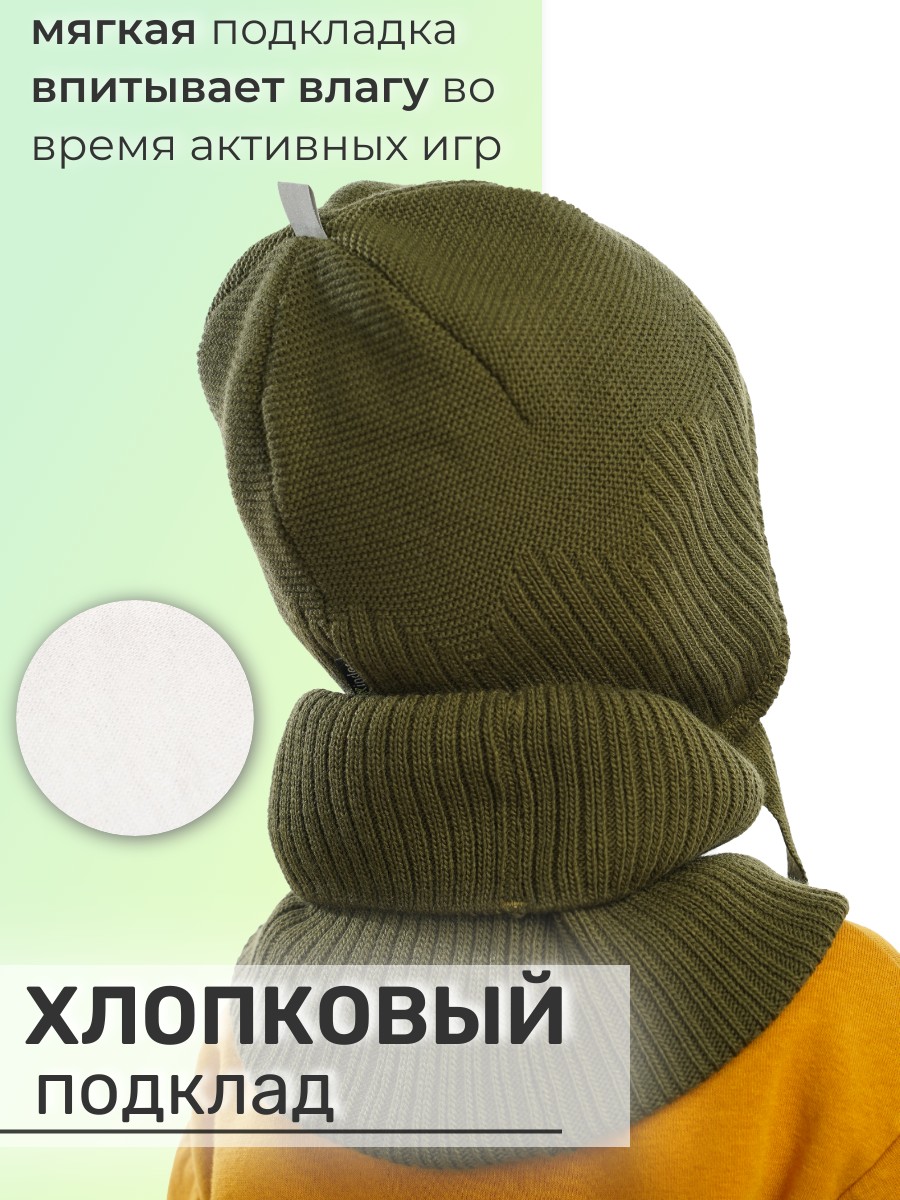 Шапка и снуд ПриКиндер U-Sp24565 Хаки - фото 7