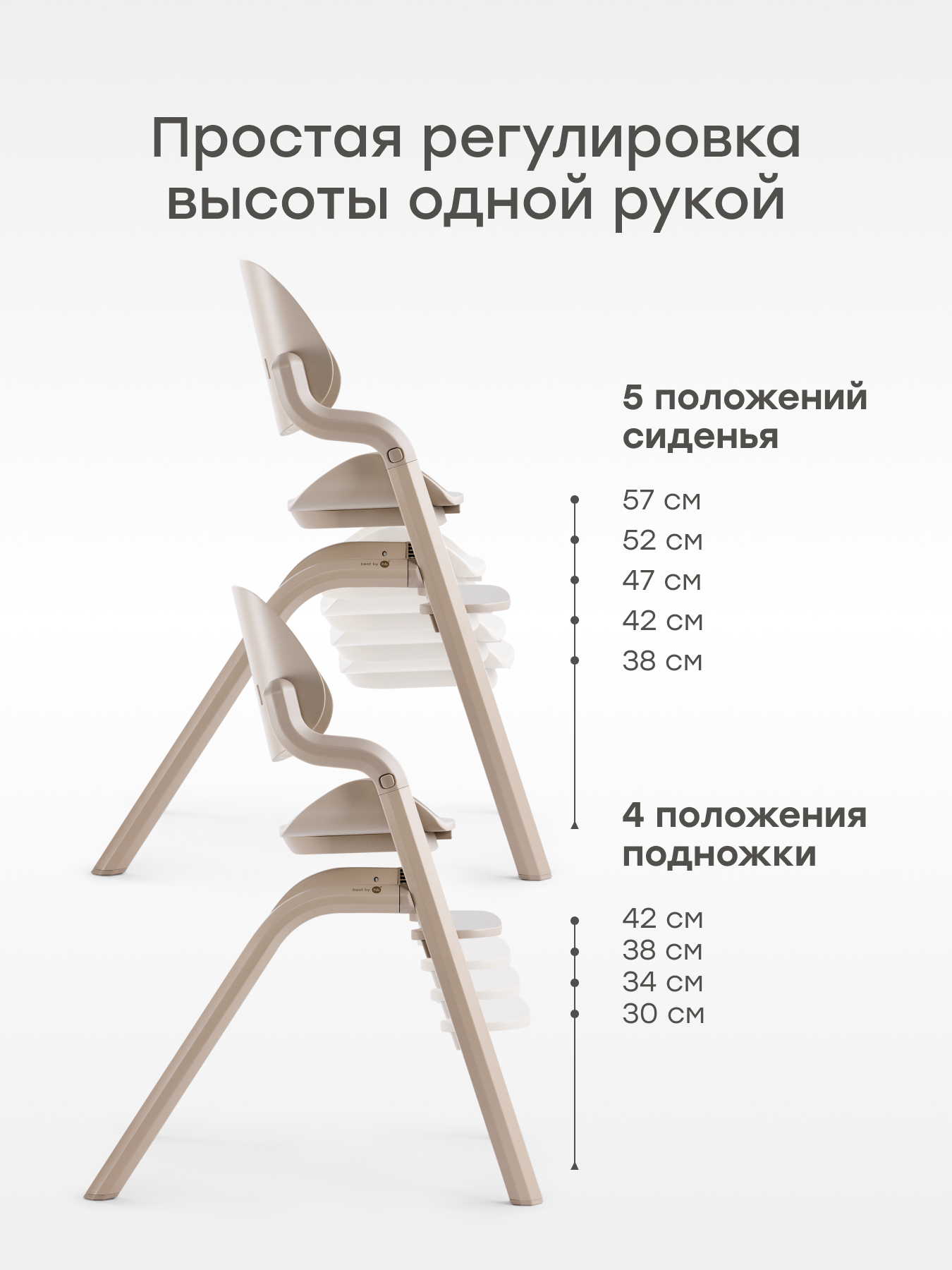 Стульчик для кормления Happy Baby Charley beige gray nova бежевый - фото 6