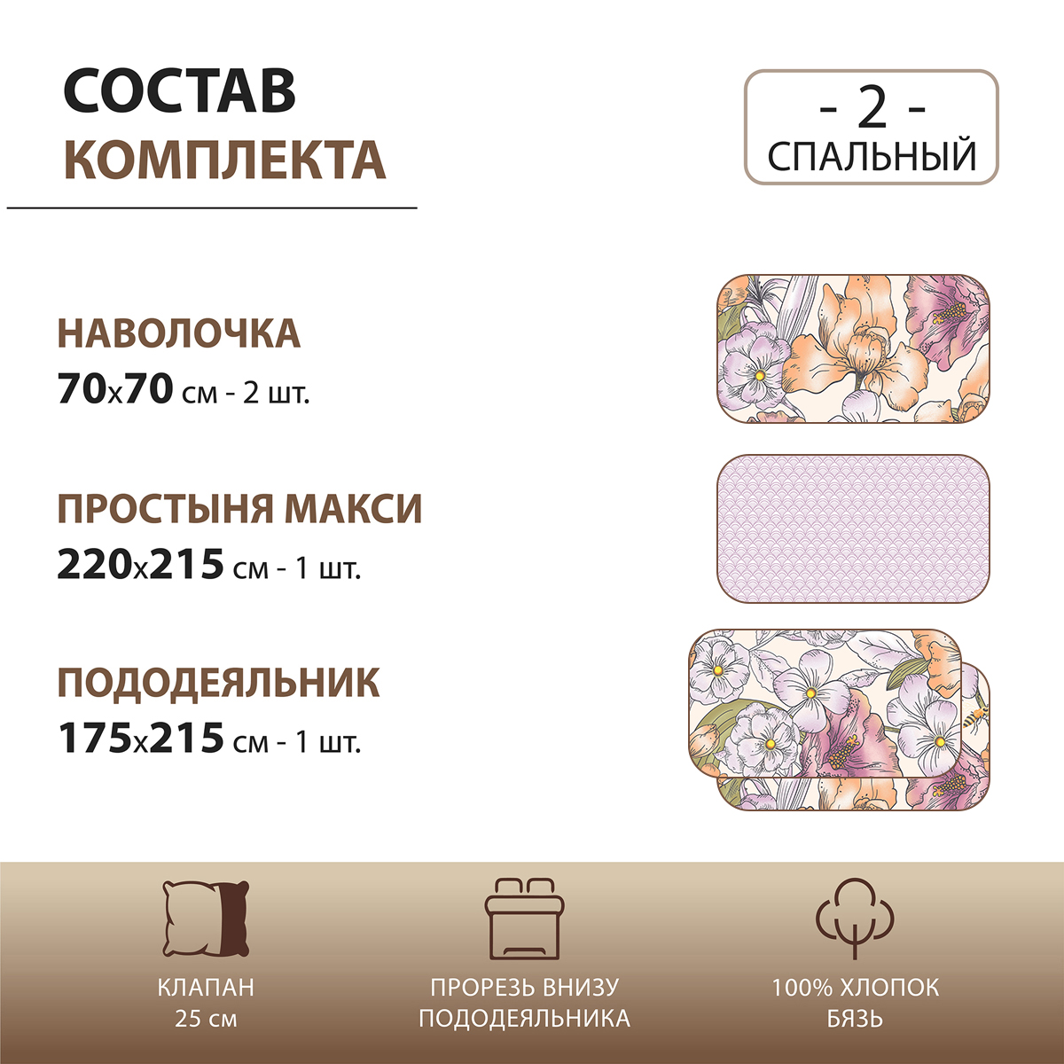 Комплект постельного белья Спал Спалыч Анемоны двуспальный 4 предм. - фото 2