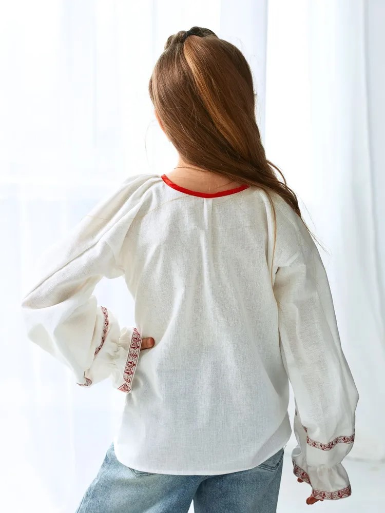 Рубашка MOUN руб_лен_маки_бел.рук - фото 4