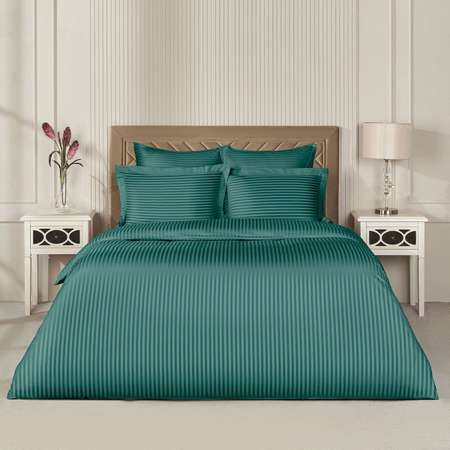 Постельное белье Arya Home Collection 2 спальное Евро 200x220 VIP страйп сатин
