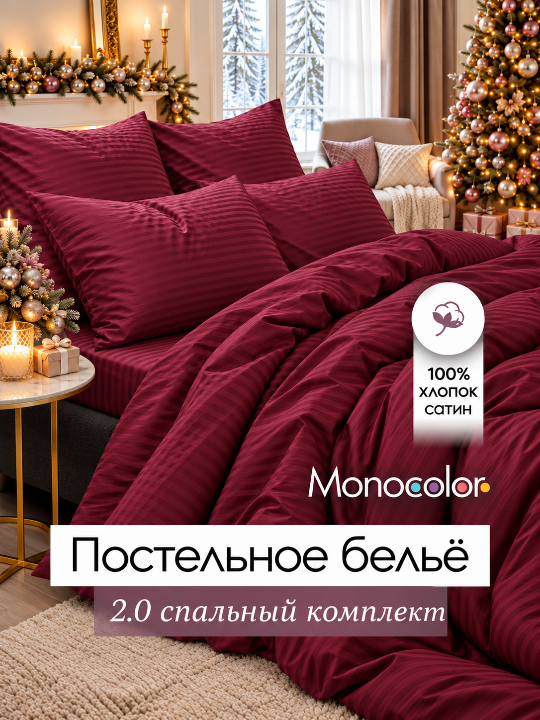 Изображение товара Постельное белье Monocolor 100% хлопок сатин 125 г/м² с жаккардовым плетением