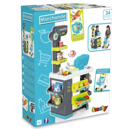 Игровой набор Smoby прилавок, тележки и корзинки, продукты, касса