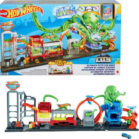 Трек Hot Wheels автомойка с осьминогом