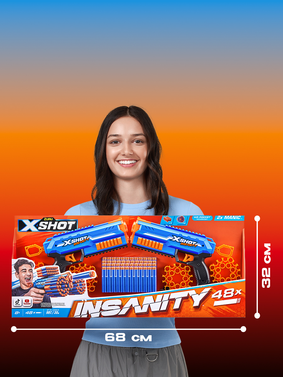 Бластер Zuru XSHOT  Insanity Manic 2 бластера и 48 стрел - фото 8