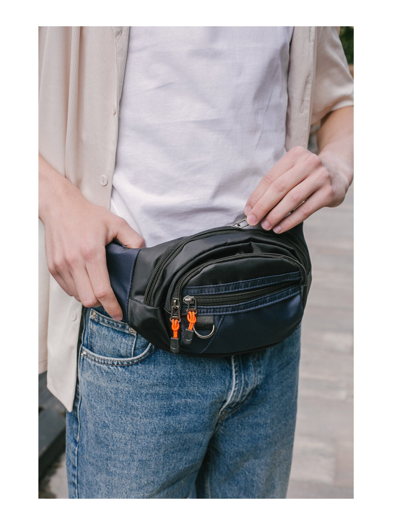 Сумка HEIKKI синий/оранжевый поясная - фото 12