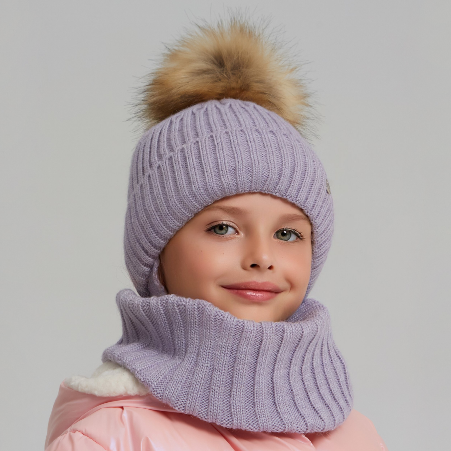 Шапка и снуд KUBRIO KU-H-112-FurPomREB-Lgrey - фото 5