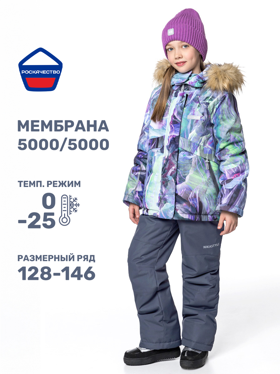 Куртка и полукомбинезон NIKASTYLE 7з1424 лаванда/серый - фото 2