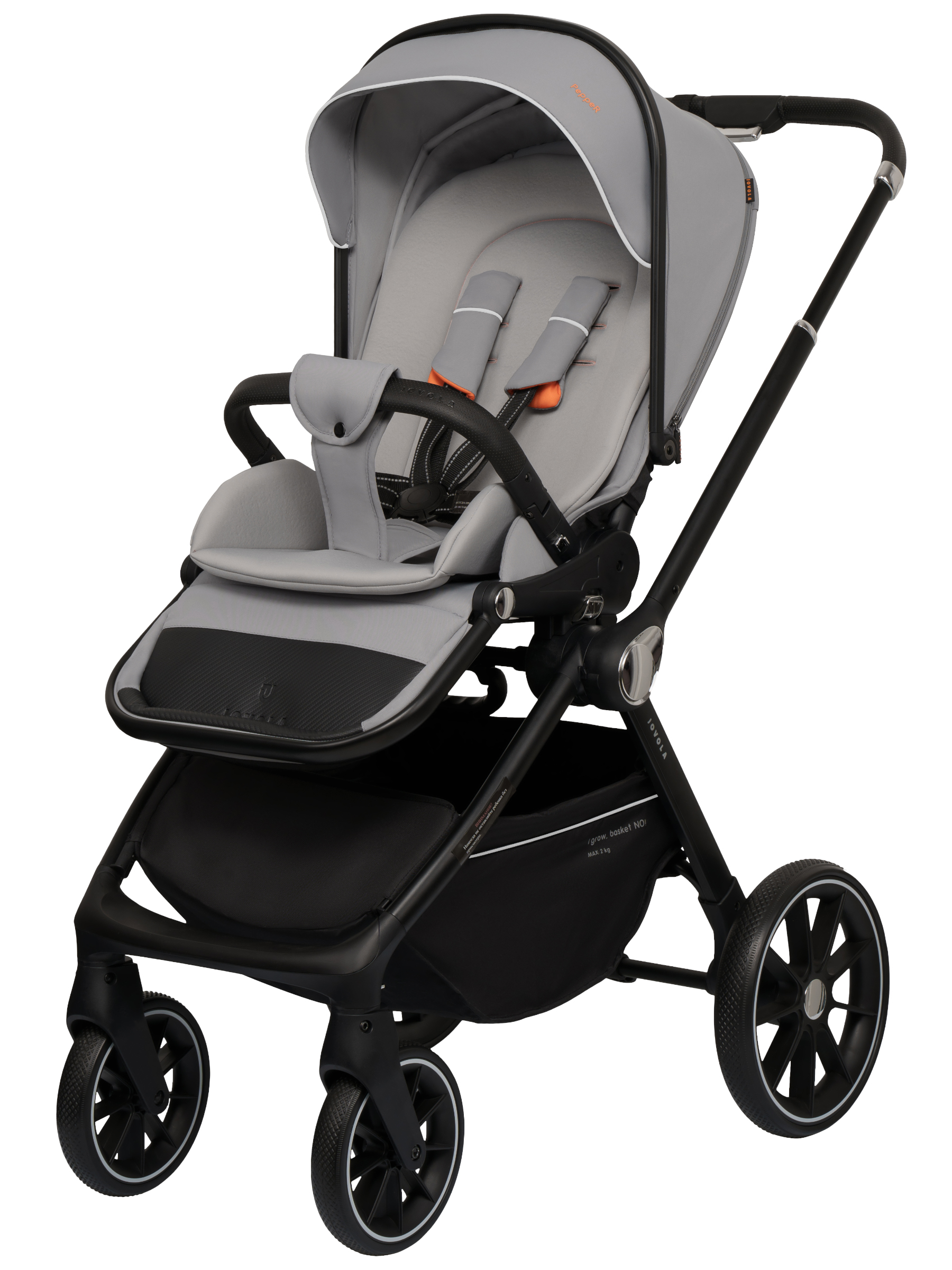 Коляска прогулочная JOVOLA Pepper всесезонная серебряный - фото 12