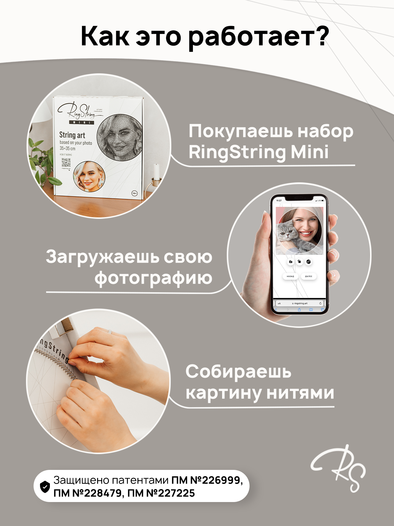 Картина из ниток RingString mini 35х35см - фото 2