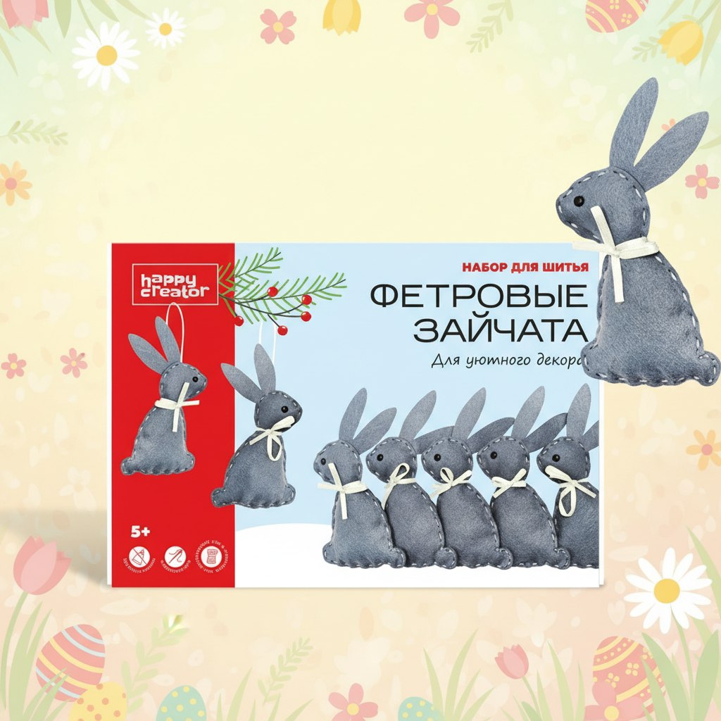 Набор для творчества HappyLine шитье Пасхальные зайчики - фото 8