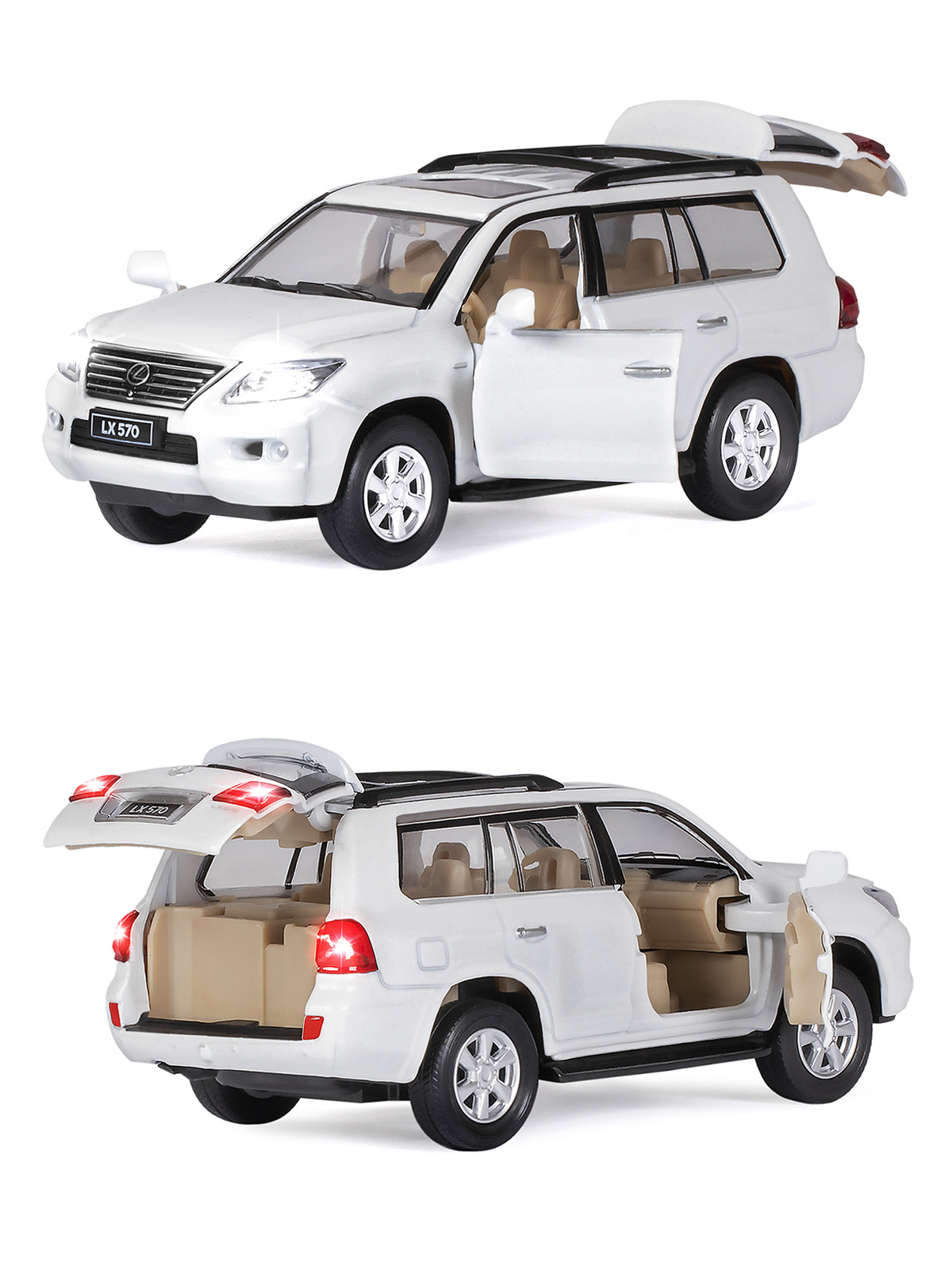 Внедорожник АВТОпанорама Lexus LX570 1:32 белый JB1251143 - фото 8