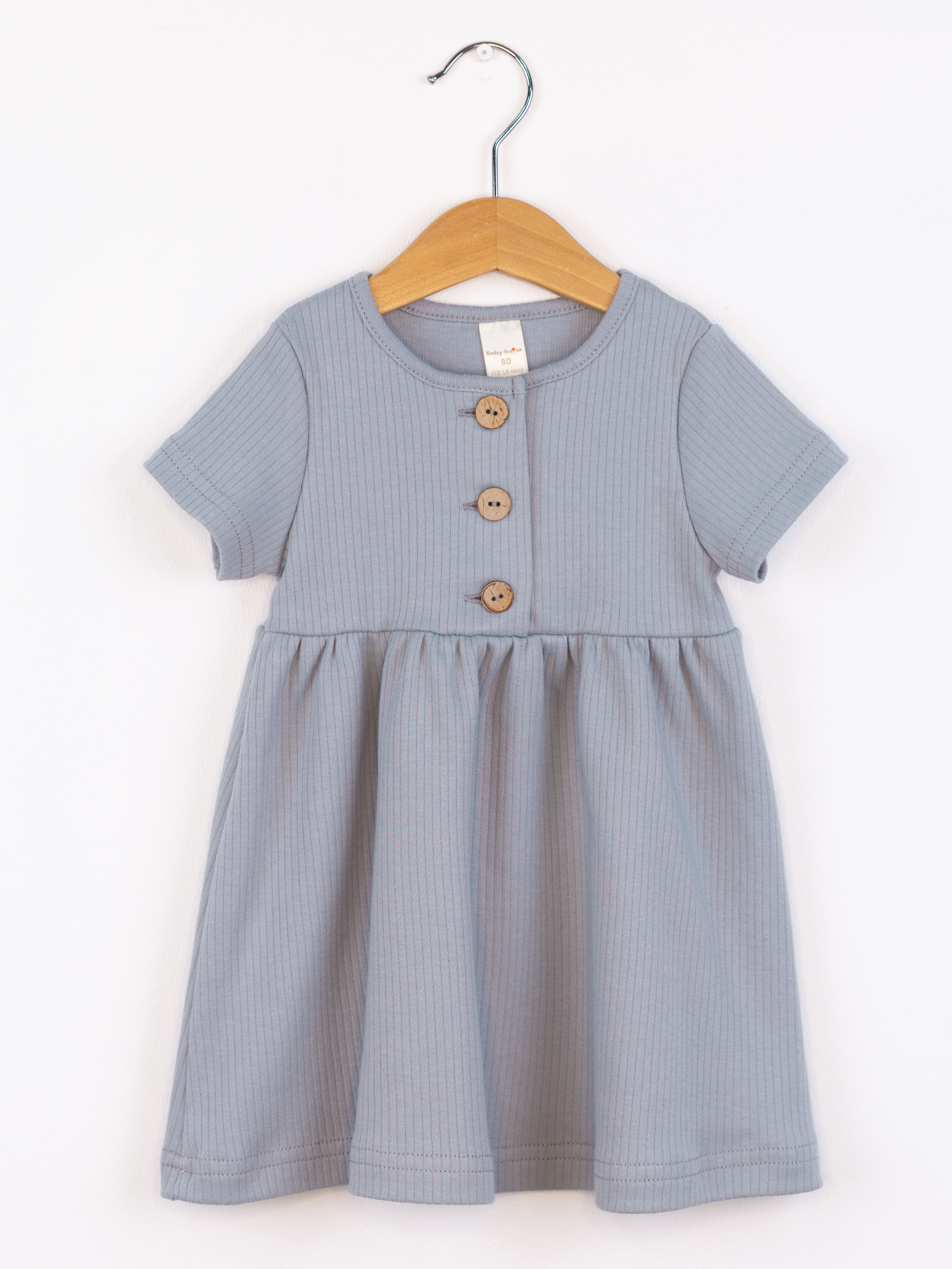Платье Baby boom С265/3-И Платье короткий рукав пуговицы светло-серый - фото 1